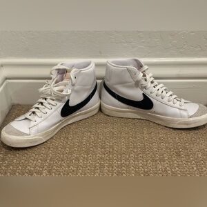 Nike White High-Tops with Black Logo